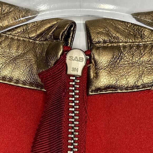 PSALTER Red Gold Metallic Colorblock Mini Dress Sz 40 US 8 Mod Long Sleeve Zip - Picture 9 of 10